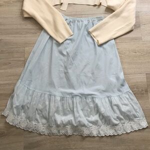 Blue Thin Embroidered Midi Skirt